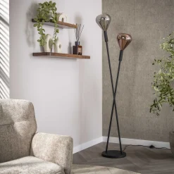 Vloerlamp Wings 2-lichts Zwart - Giga Meubel