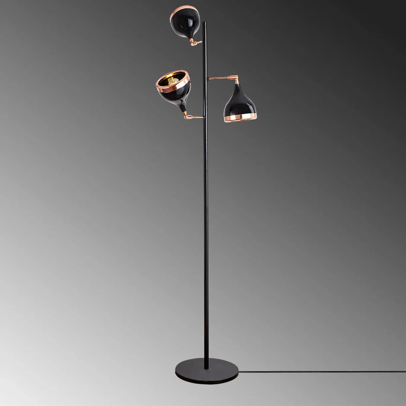Vloerlamp Yildo Zwart/Koper 3-Lichts