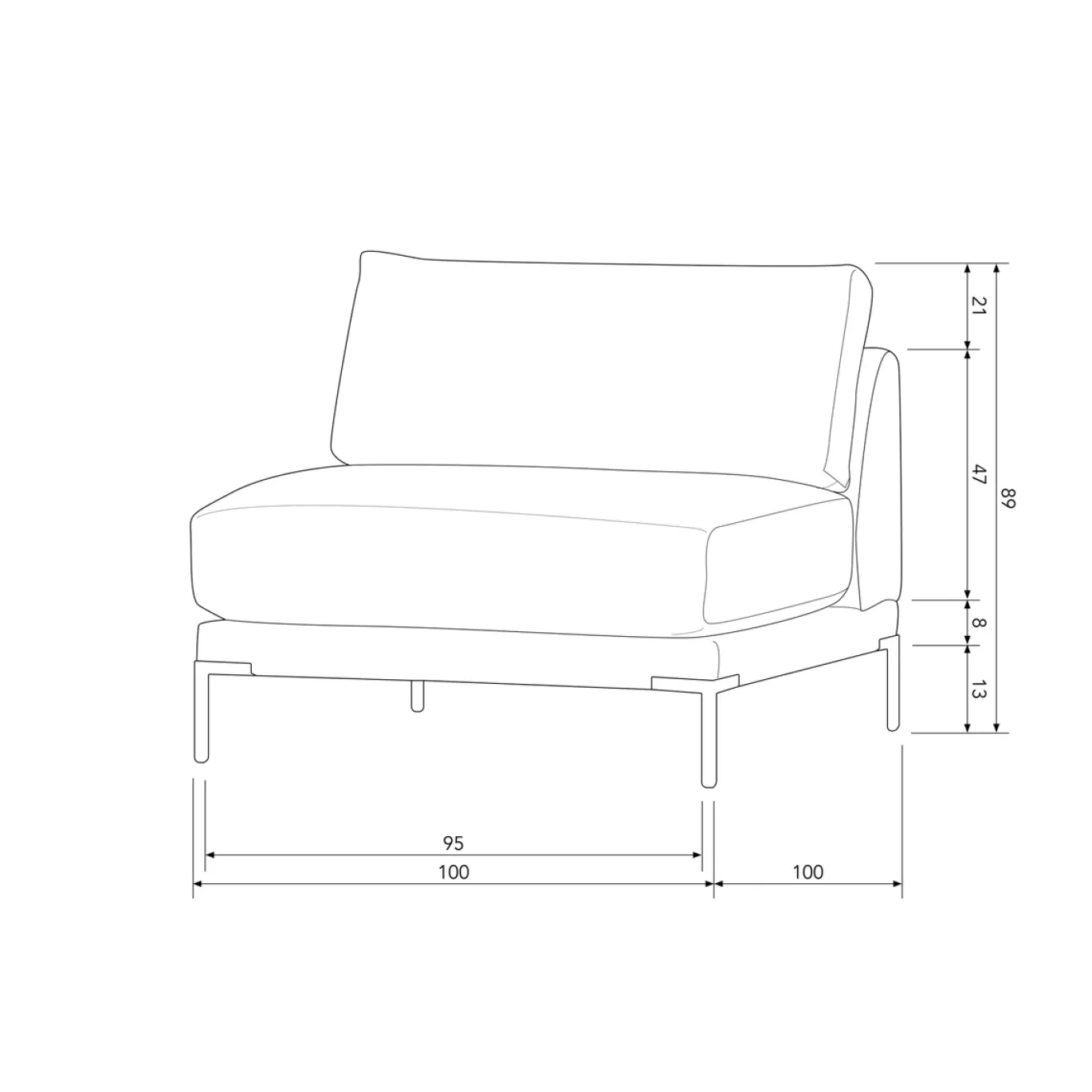 Vtwonen Lounge Element Couple Links Chocolade Bruin