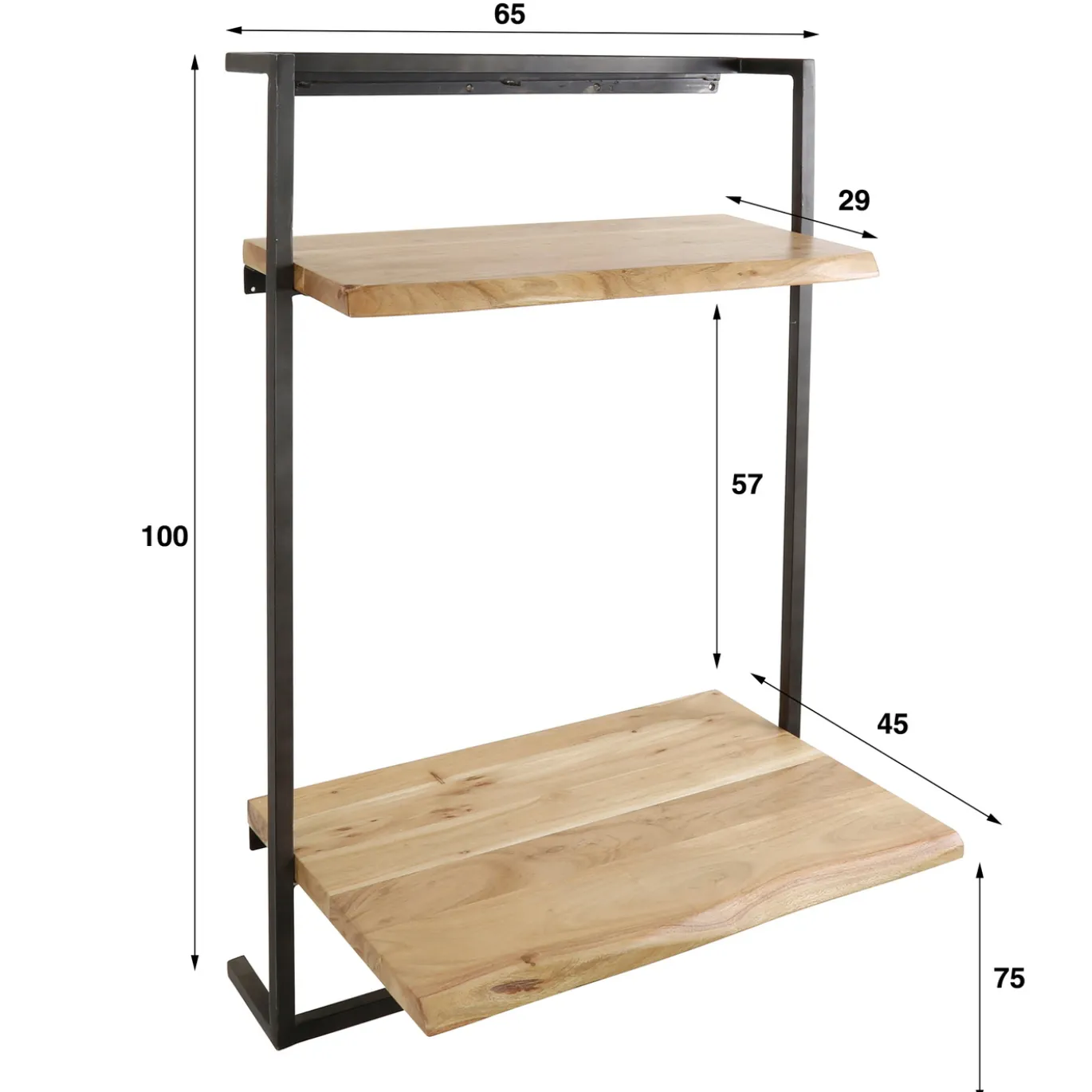 Wandbureau Air Solid Massief Acacia Naturel - Giga Meubel