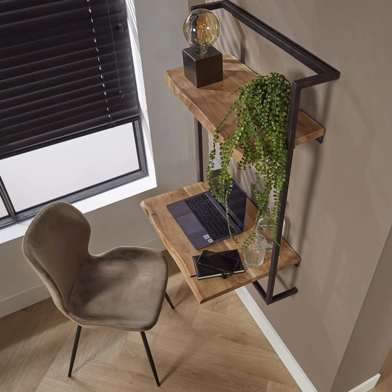 Wandbureau Air Solid Massief Acacia Naturel - Giga Meubel