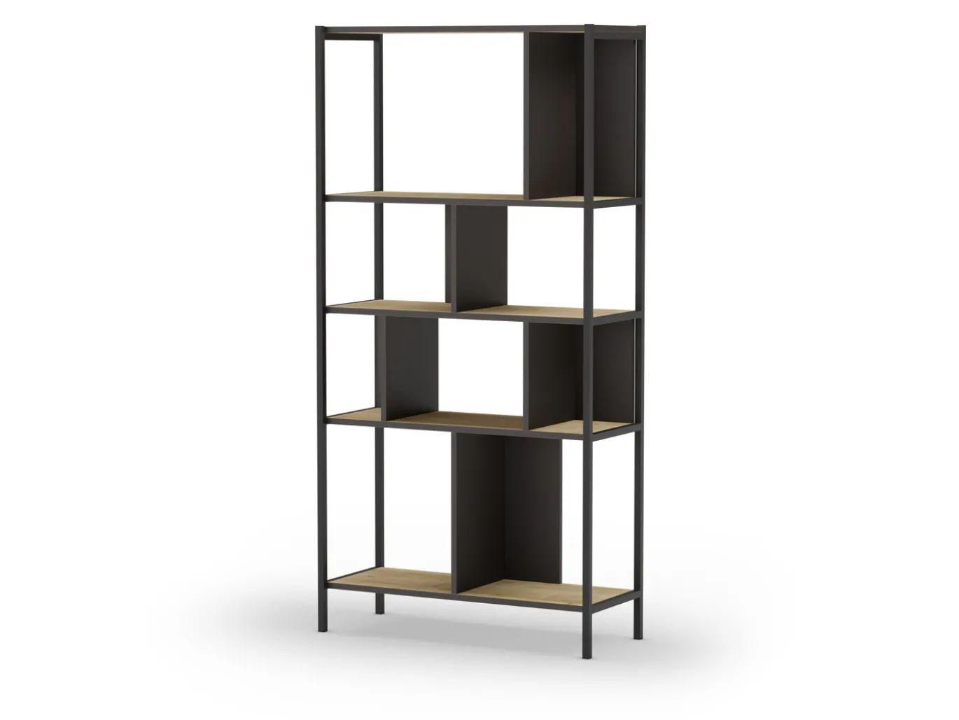 Wandkast Alabama 88cm Eiken/silky Zwart met Metaal - Giga Meubel
