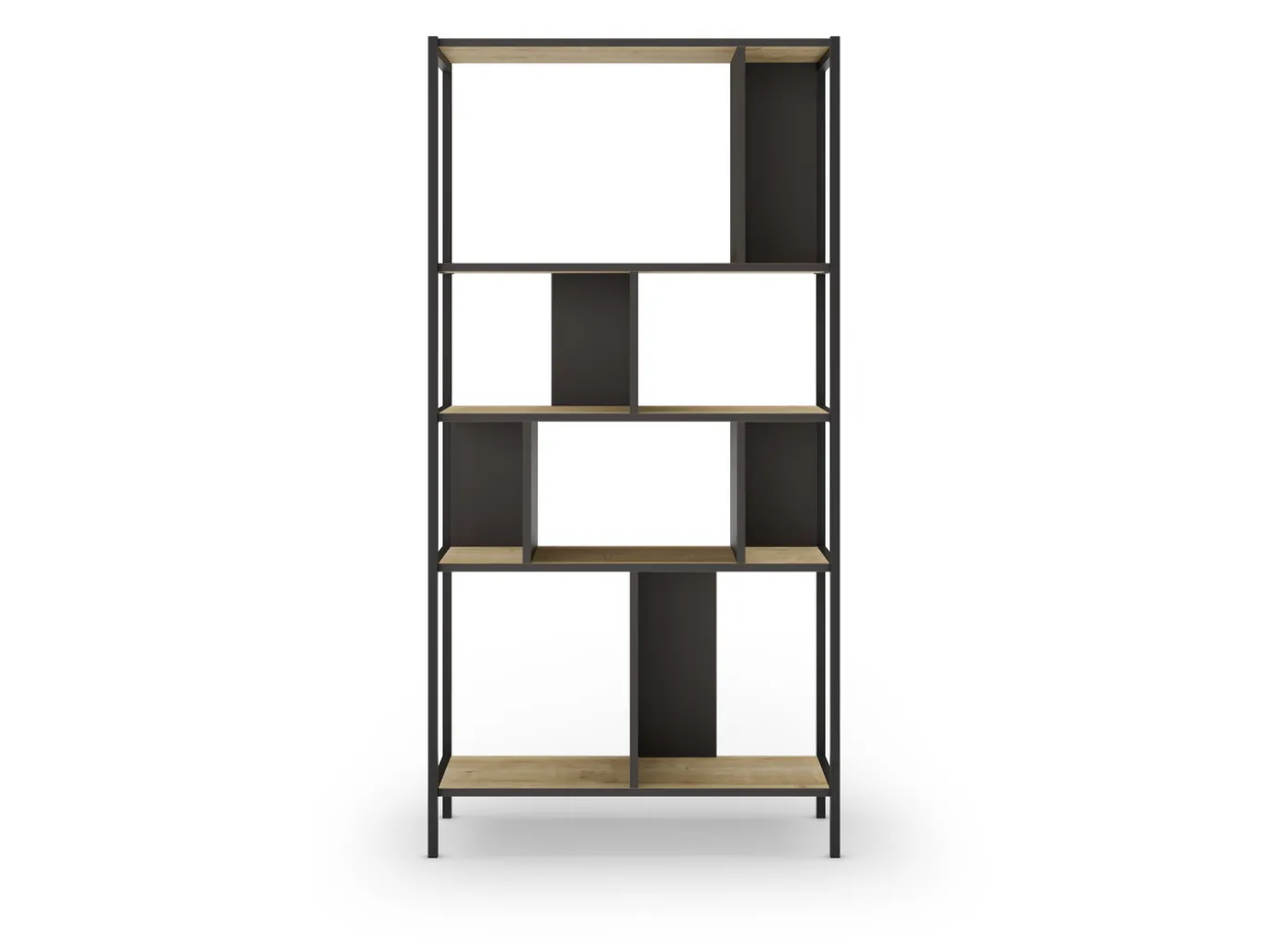 Wandkast Alabama 88cm Eiken/silky Zwart met Metaal - Giga Meubel