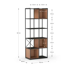 Wandkast Anya 180x70cm Zwart/Bruin - Giga Meubel