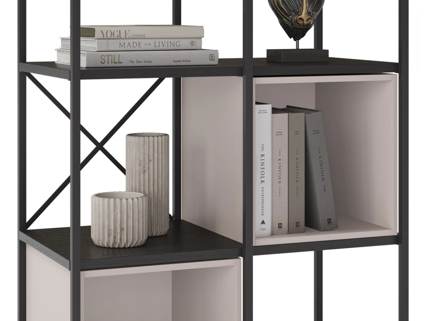 Wandkast Anya 180x70cm Zwart/Crème - Giga Meubel