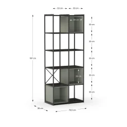 Wandkast Anya 180x70cm Zwart/Grijs - Giga Meubel