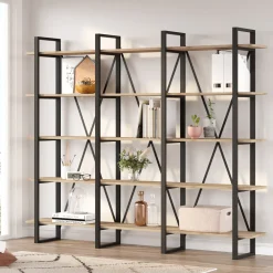 Wandkast Aviva 217cm Naturel/zwart Metaal - Giga Meubel