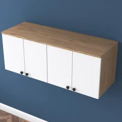 Wandkast Bayburt Walnoot Wit 120cm