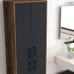 Wandkast Berlin Melamine Walnoot Antraciet