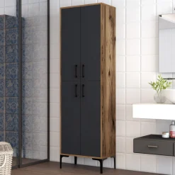 Wandkast Berlin Melamine Walnoot Antraciet