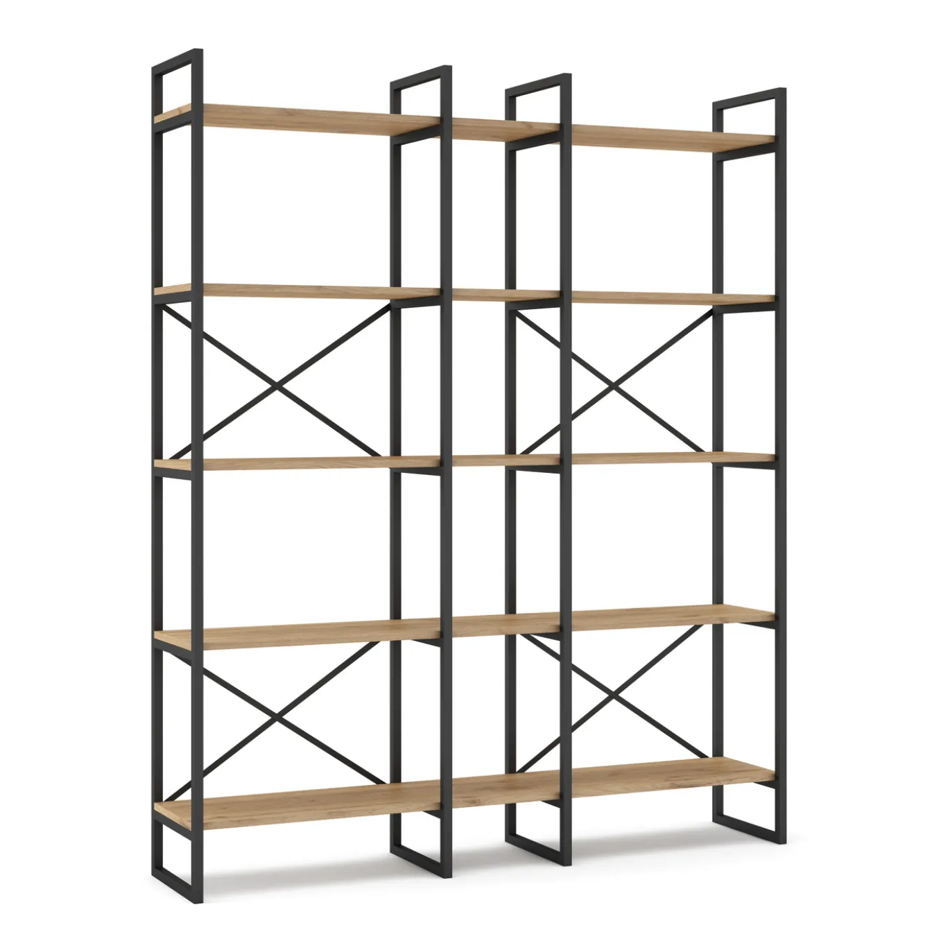 Wandkast Dusan 143,5cm Naturel/zwart Metaal - Giga Meubel