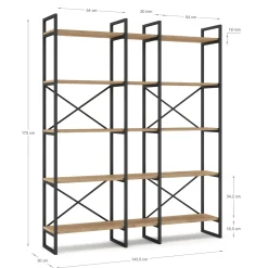 Wandkast Dusan 143,5cm Naturel/zwart Metaal - Giga Meubel