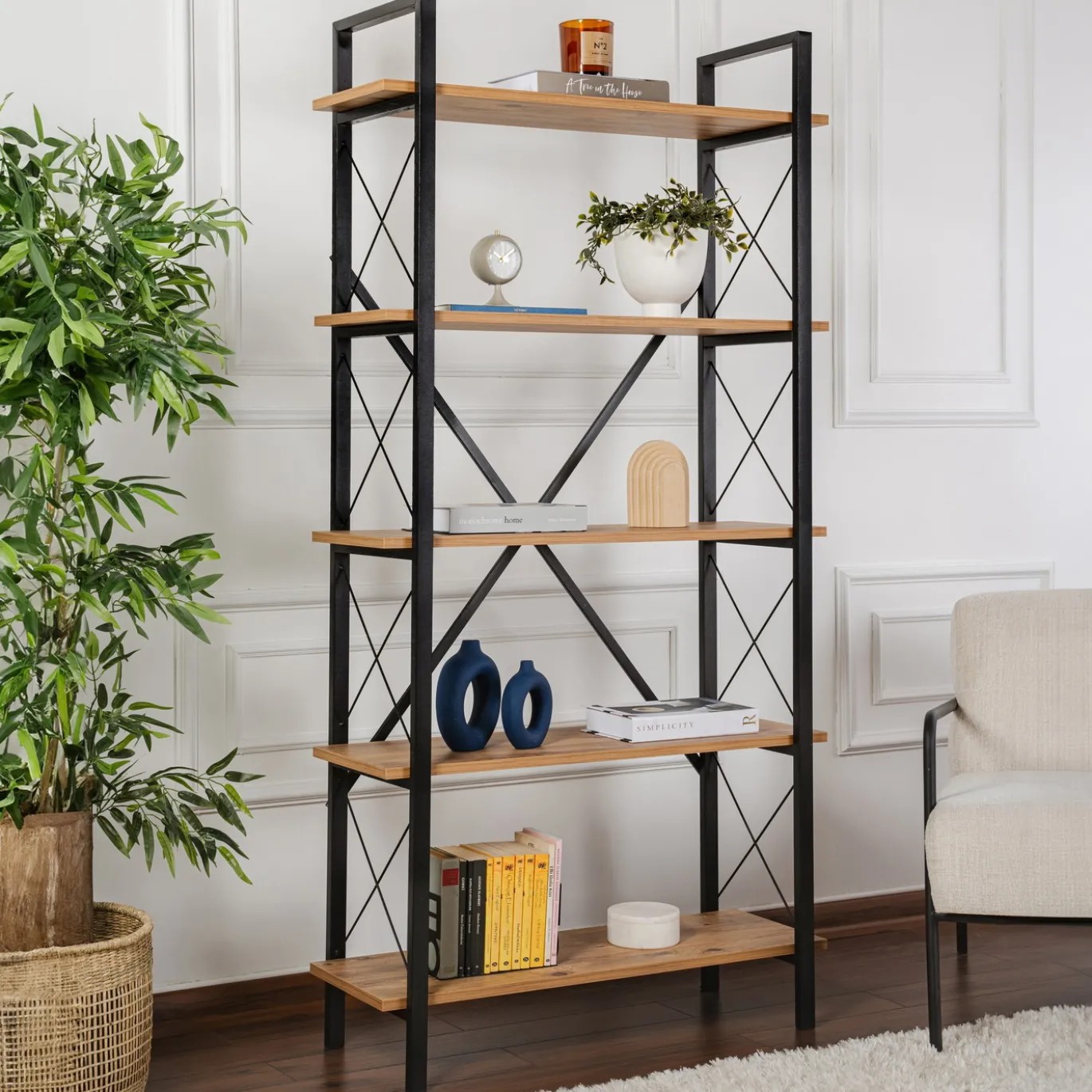 Wandkast Elysian Lichtbruin/Zwart 180cm
