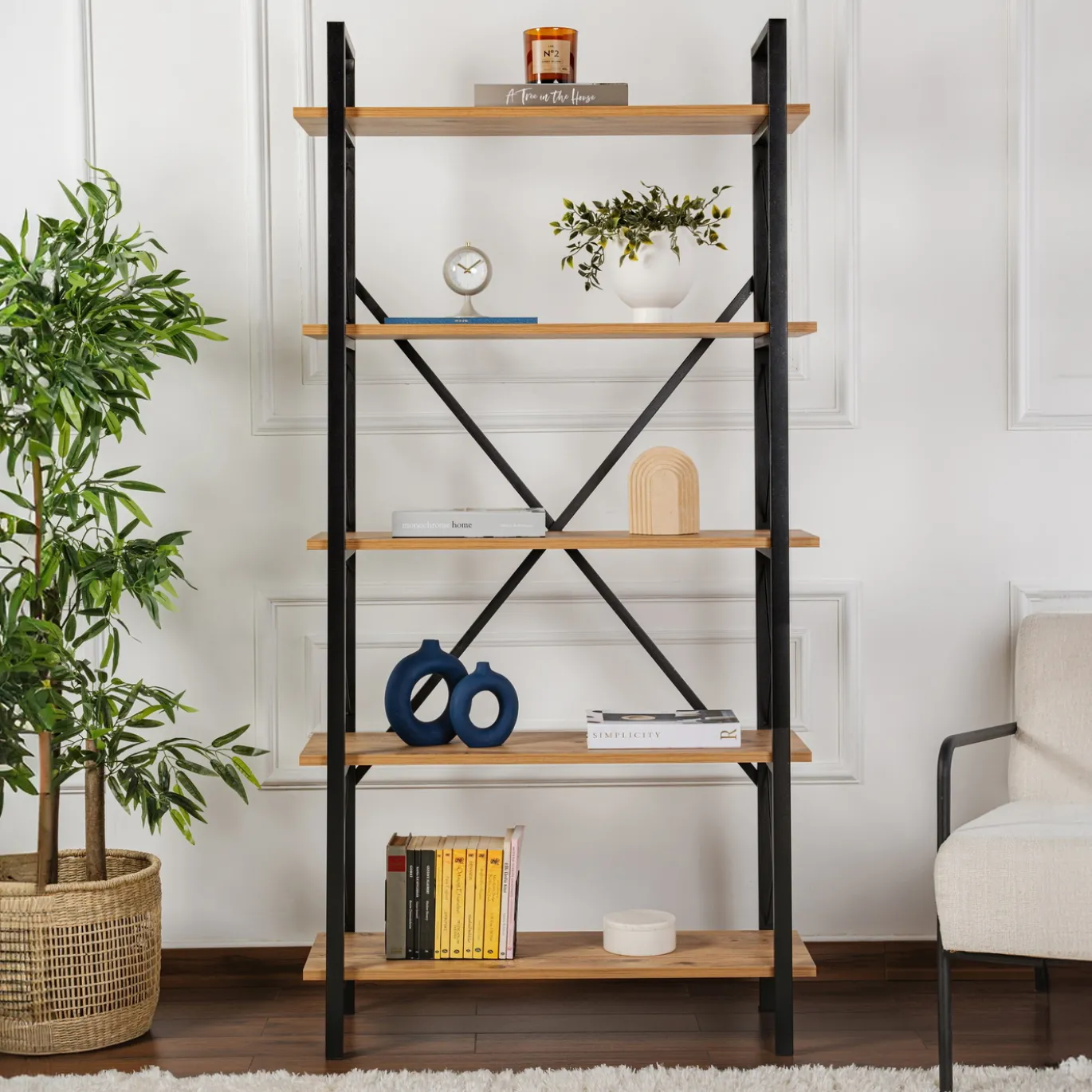Wandkast Elysian Lichtbruin/Zwart 180cm
