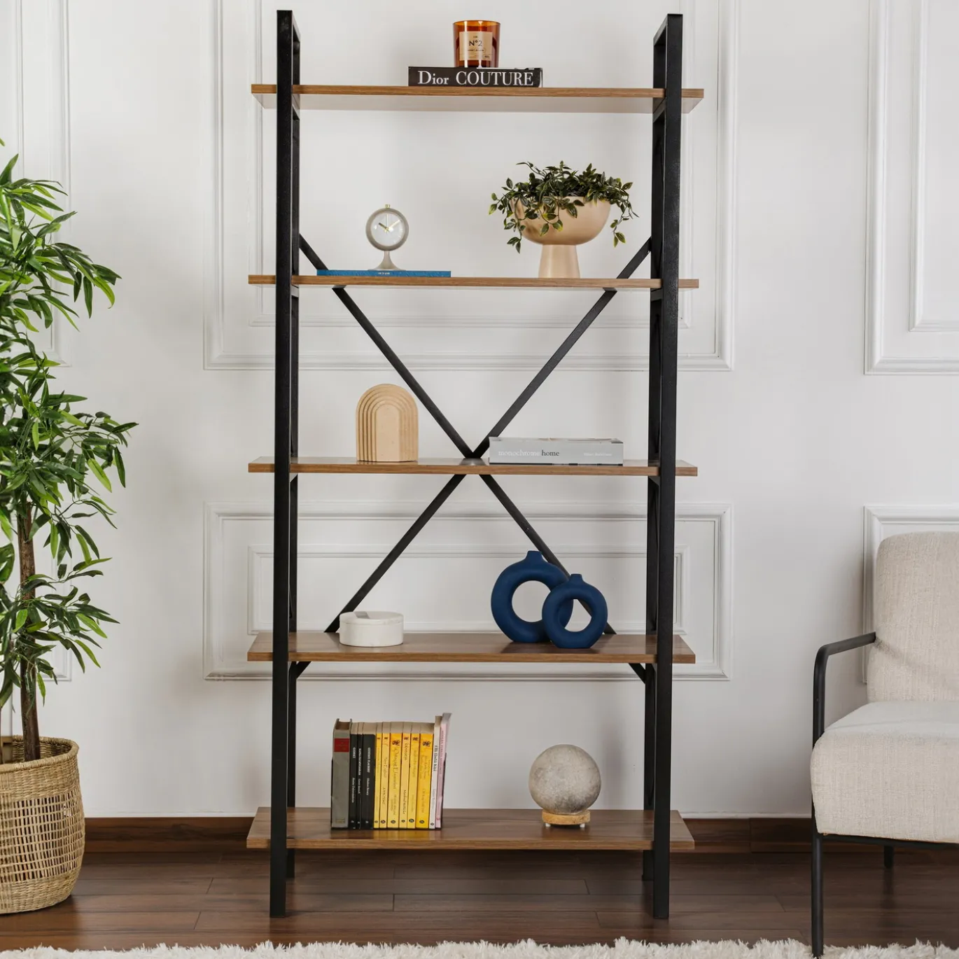 Wandkast Elysian Walnoot/Zwart 180cm