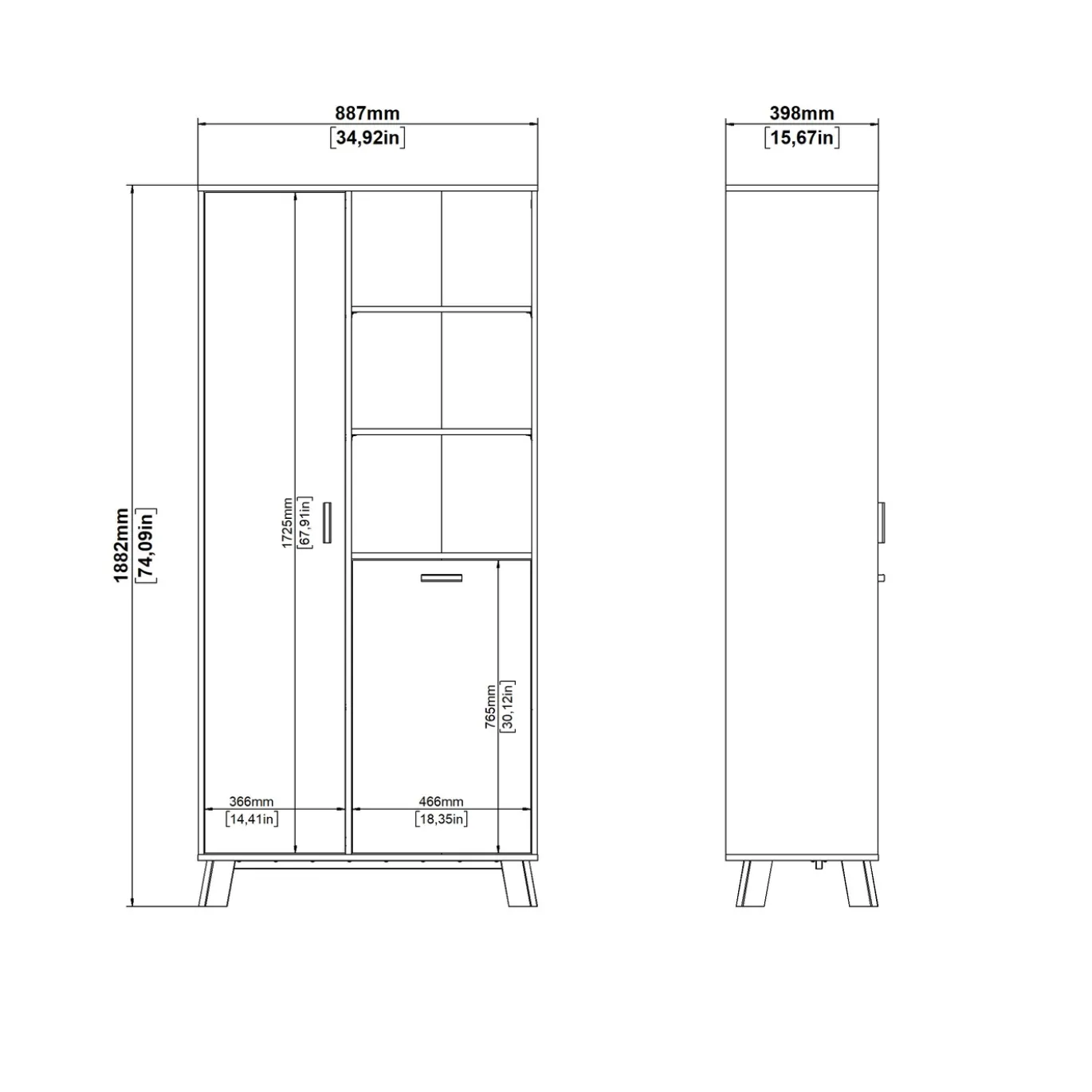 Wandkast Ikast Wit Jackson Hickory - Giga Living