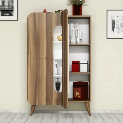 Wandkast Mine Melamine Walnoot Wit
