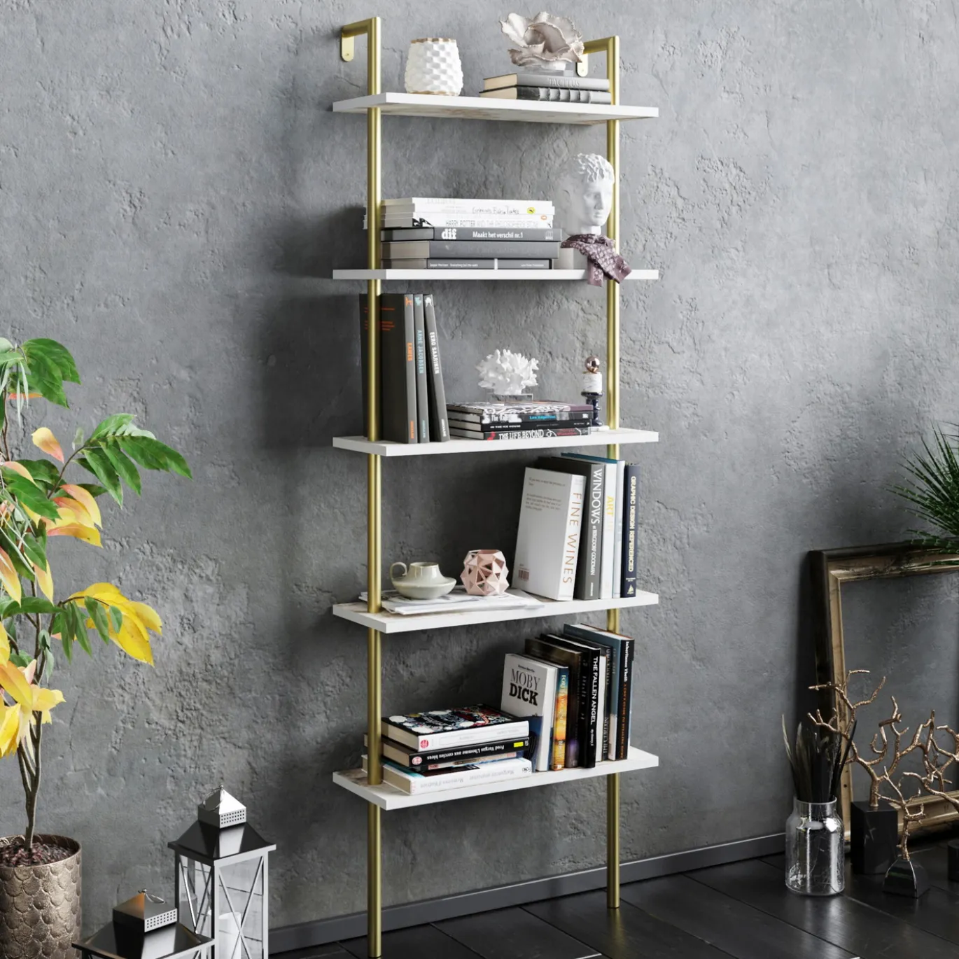 Wandkast Paula Wit/Goud 174cm