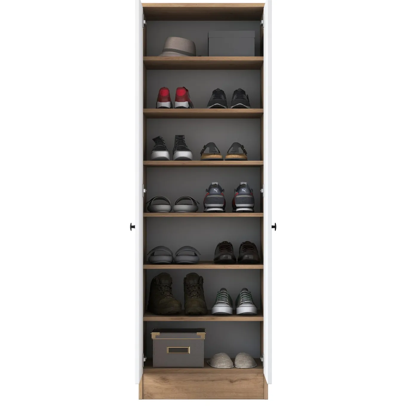 Wandkast Pozanti Wit/Walnoot