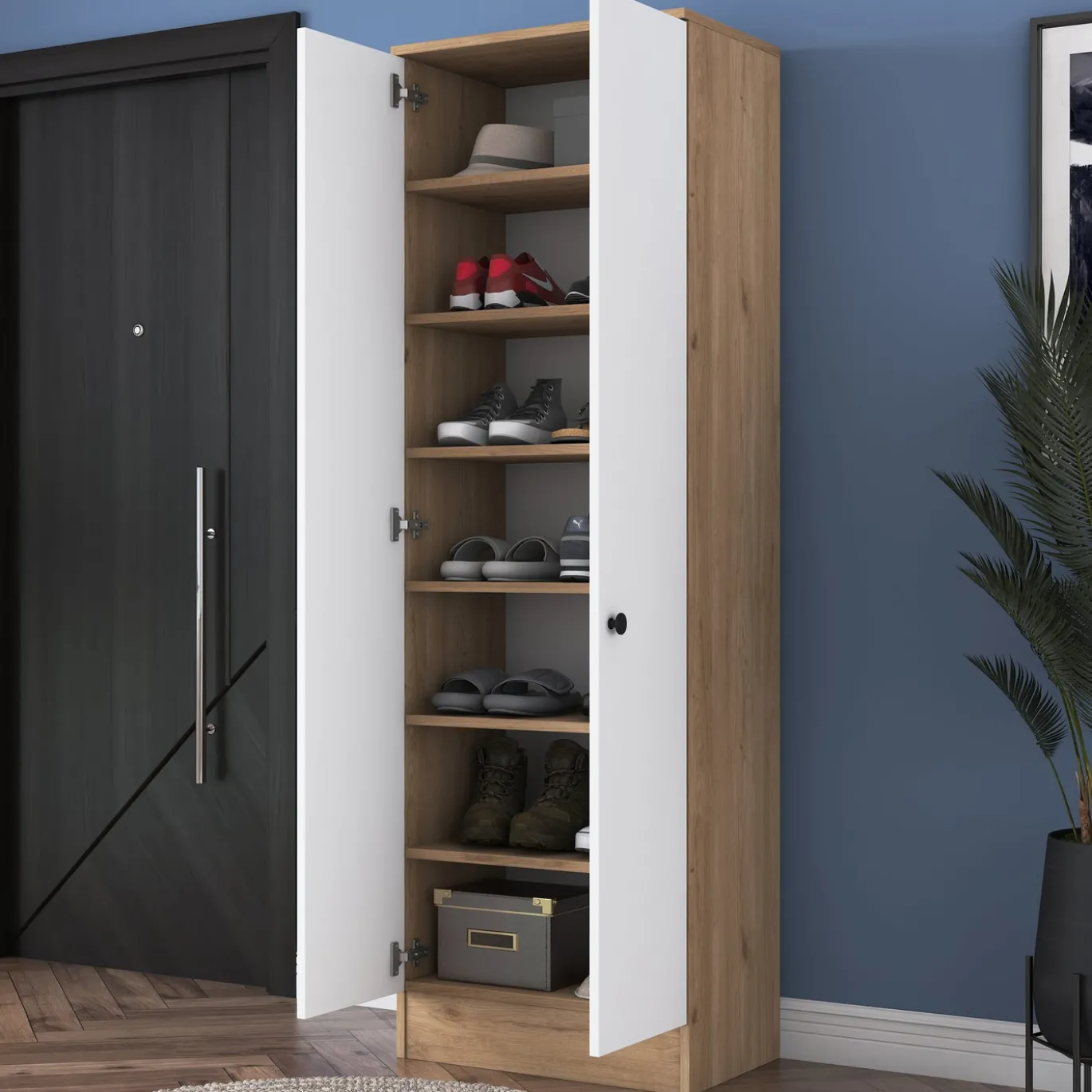 Wandkast Pozanti Wit/Walnoot