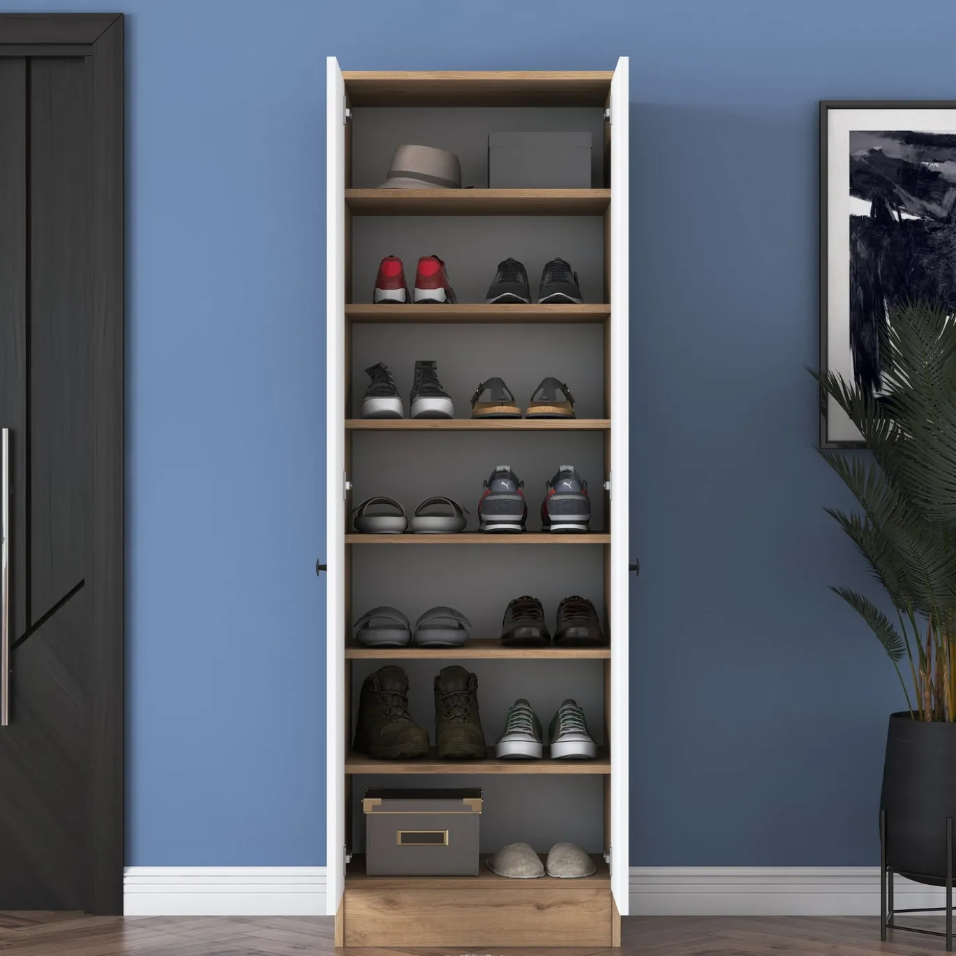 Wandkast Pozanti Wit/Walnoot