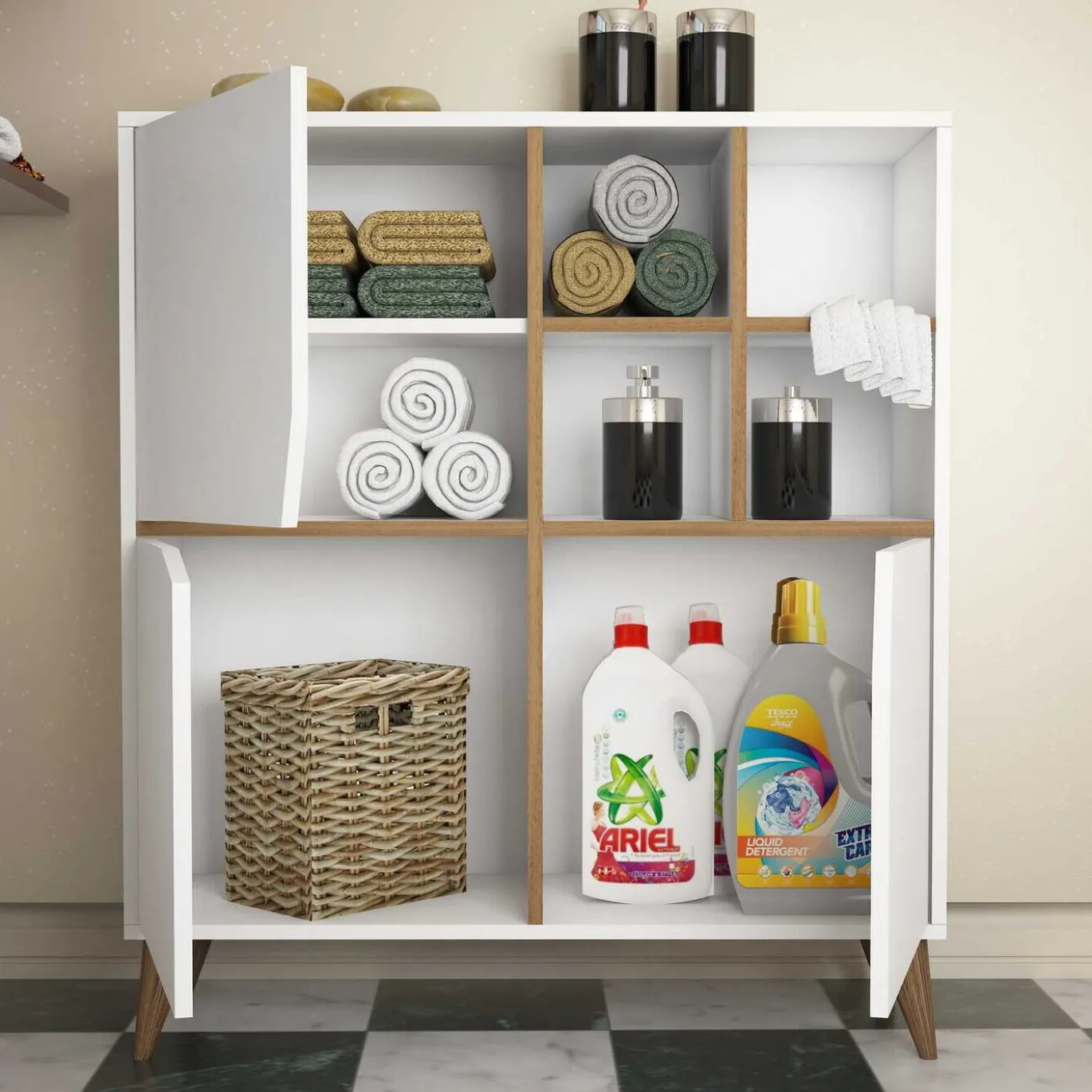 Wandkast Pulse Melamine Wit Walnoot