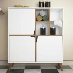 Wandkast Pulse Melamine Wit Walnoot
