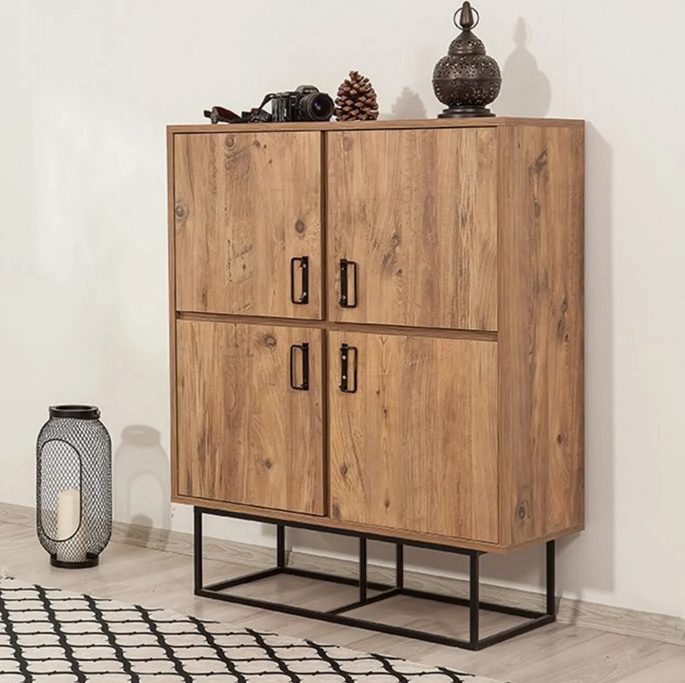 Wandkast Quantum Solo Melamine Atlantic Pine Zwart