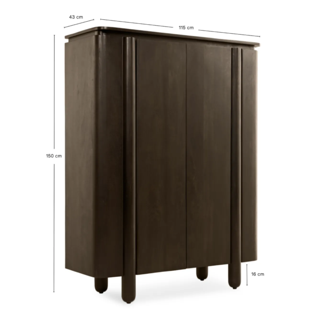 Wandkast Rondo Donkerbruin 150cm - Giga Meubel