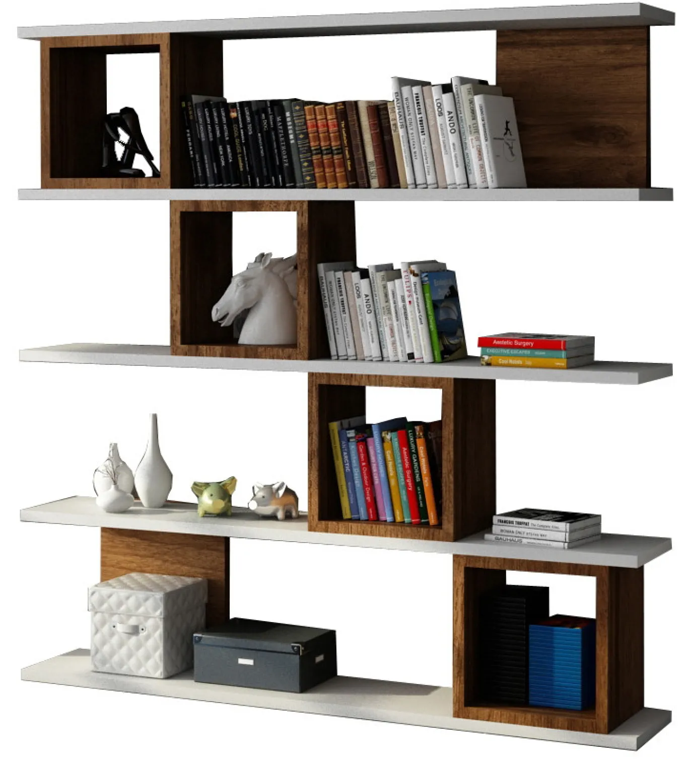 Wandkast Wind Wit/Walnoot 120cm