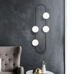 Wandlamp Abaküs 4-Lichts Wit/Zwart