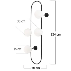 Wandlamp Abaküs 4-Lichts Wit/Zwart