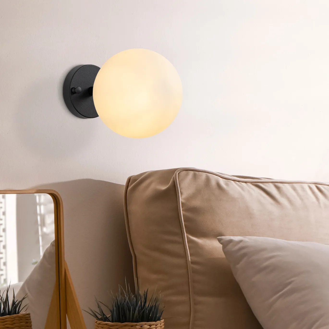 Wandlamp Atmaca Wit/Zwart
