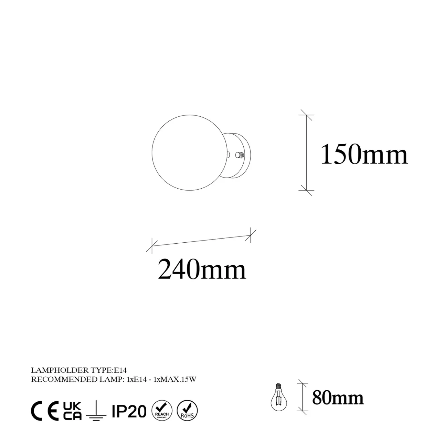 Wandlamp Atmaca Wit/Zwart