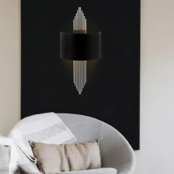 Wandlamp Avdan Zwart/Zilver