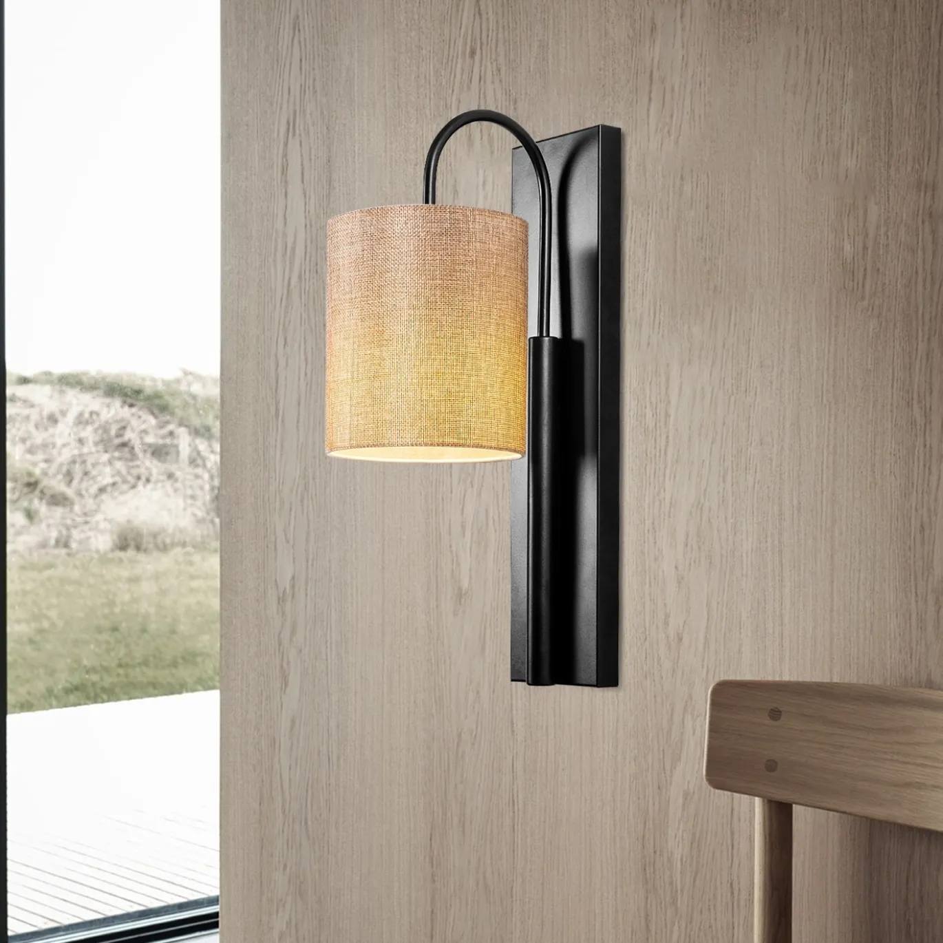 Wandlamp Baston Crème/Zwart