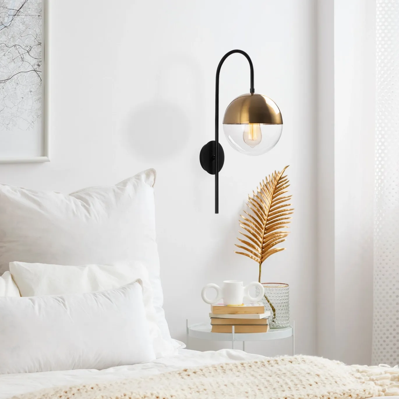 Wandlamp Bastos Goud/Zwart