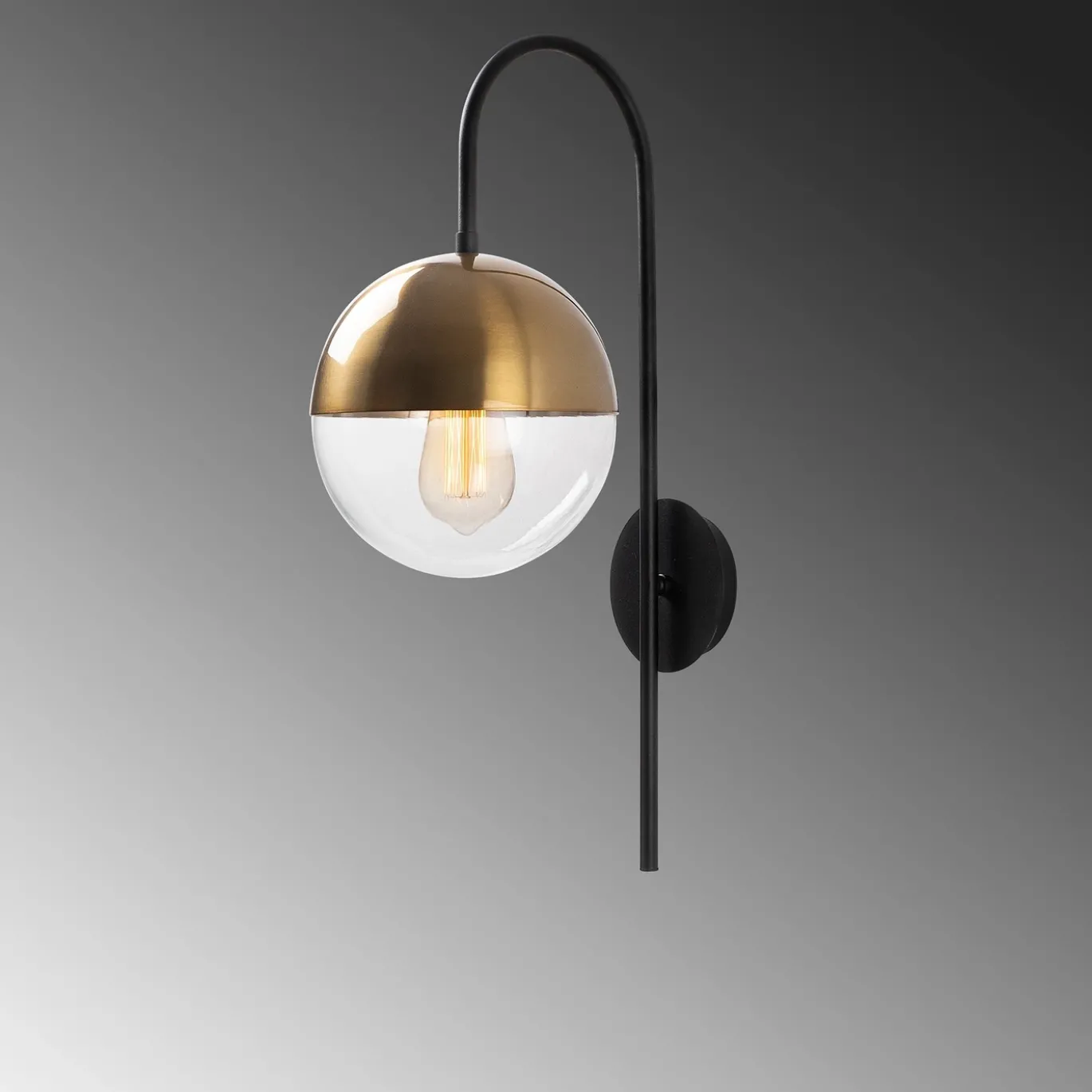 Wandlamp Bastos Goud/Zwart