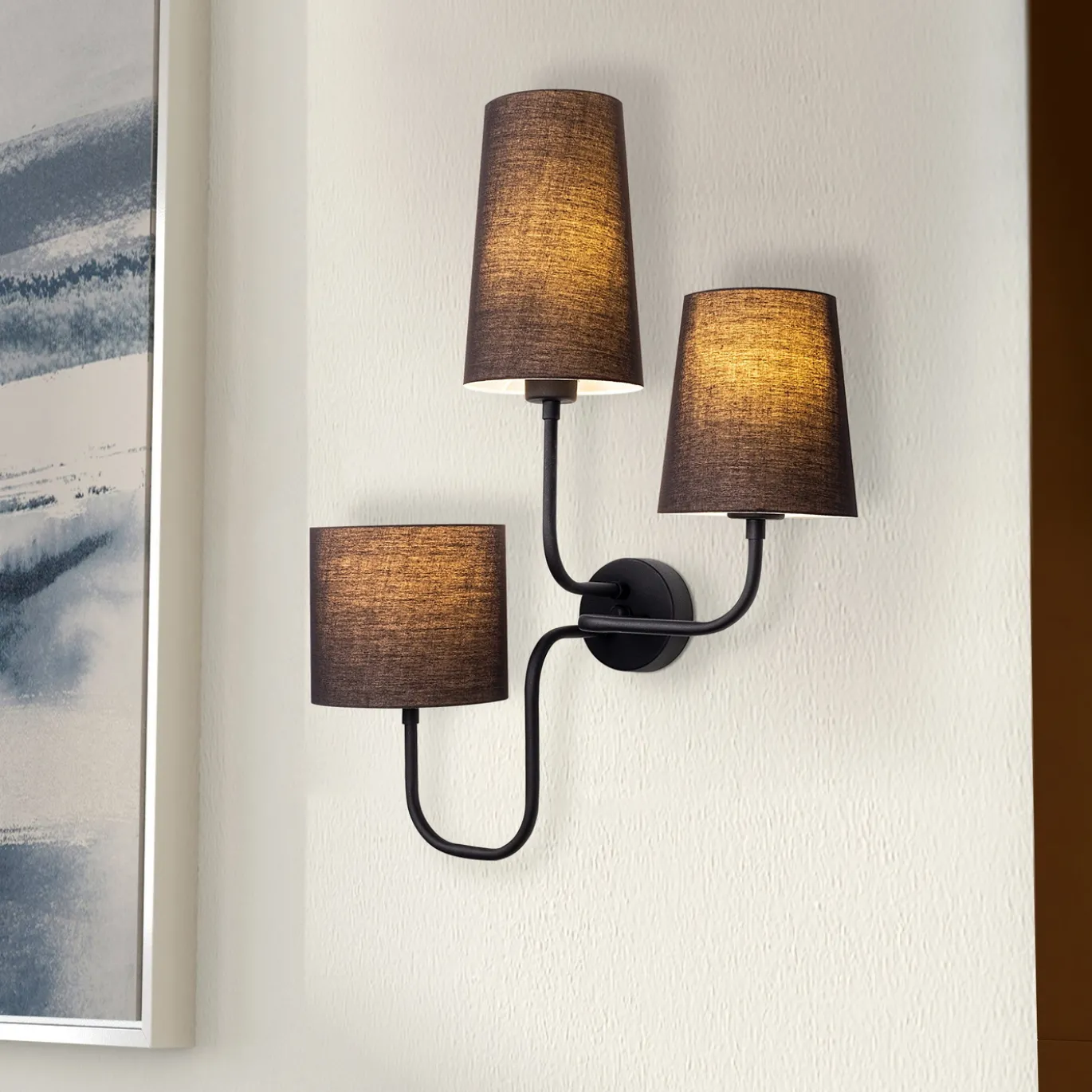 Wandlamp Catal 3-Lichts Zwart