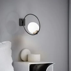 Wandlamp Dolunay Zwart/Wit