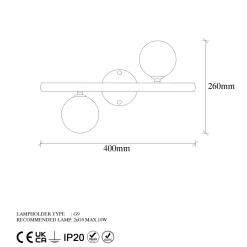 Wandlamp Domino 2-Lichts Goud