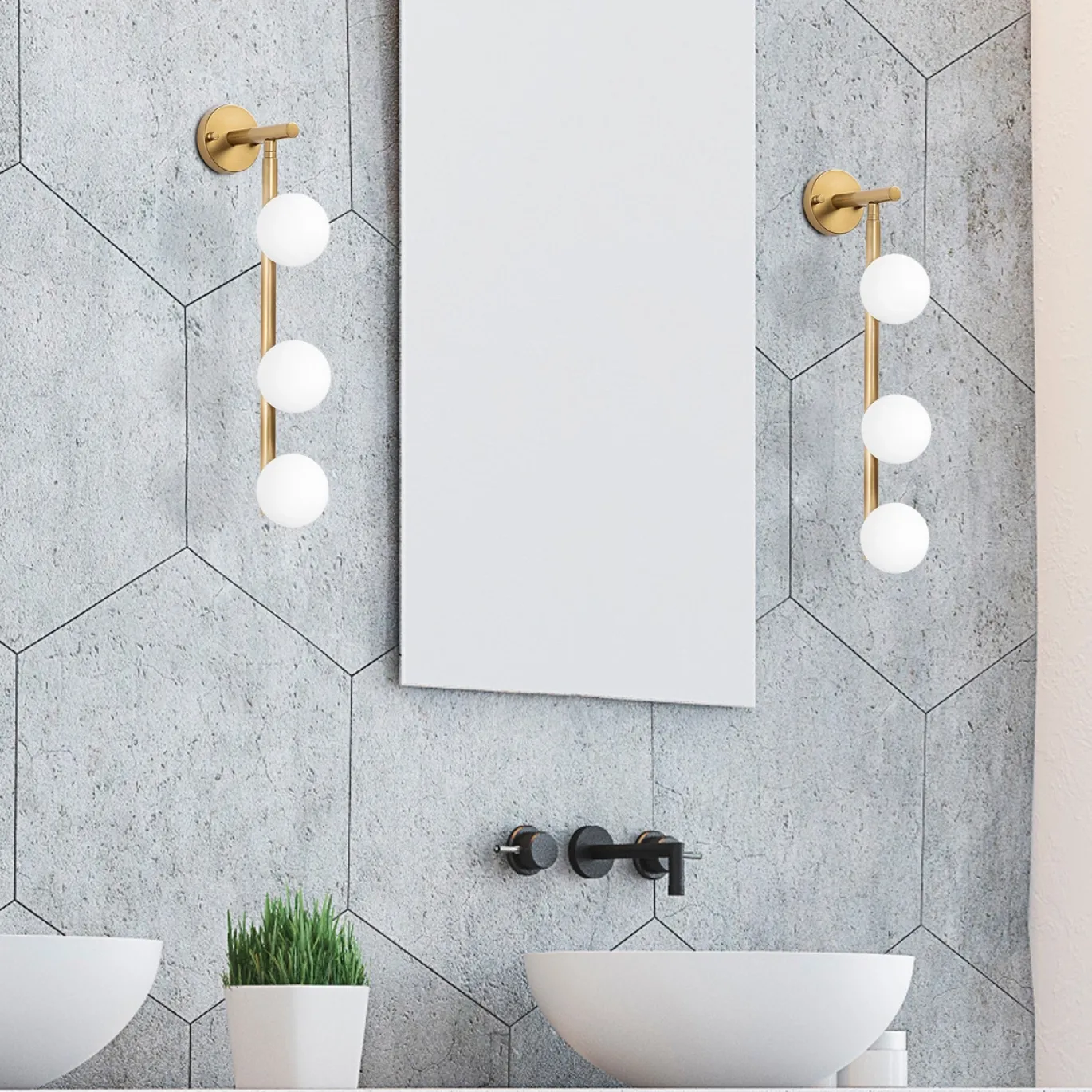 Wandlamp Domino 3-Lichts Shiny Goud