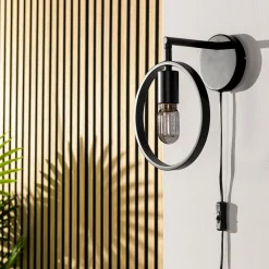 Wandlamp Evi 1-Lichts Zwart - Giga Meubel
