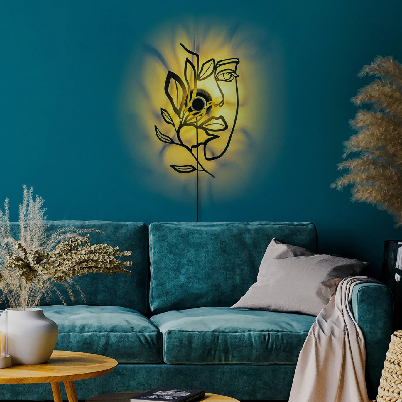 Wandlamp Flower Faced Zwart