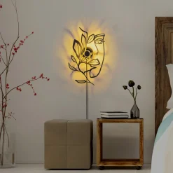 Wandlamp Flower Faced Zwart