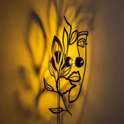 Wandlamp Flower Faced Zwart
