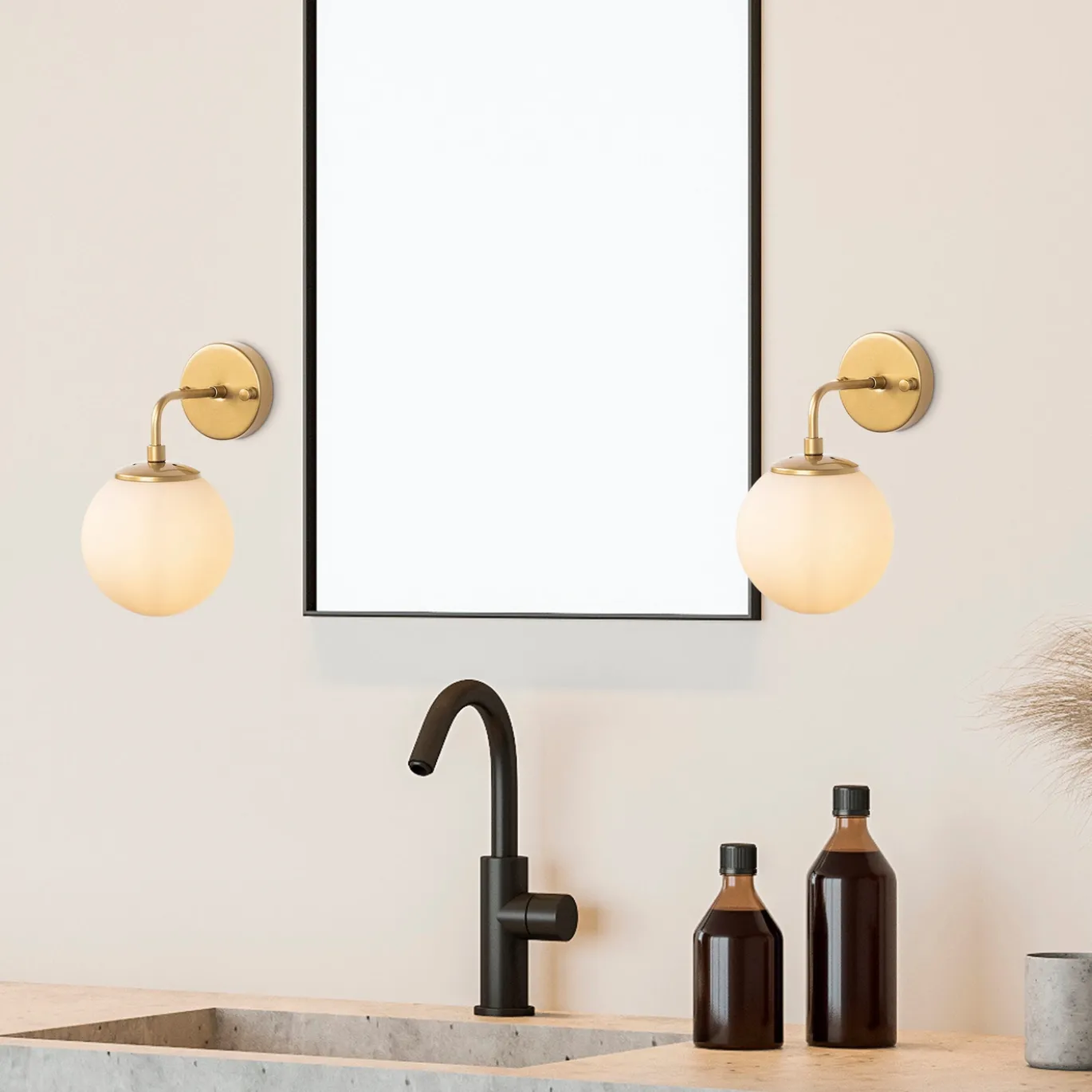 Wandlamp Horn Goud/Wit