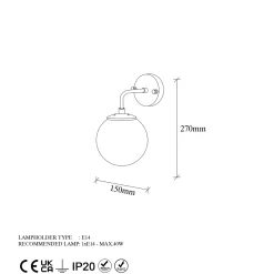 Wandlamp Horn Goud/Wit