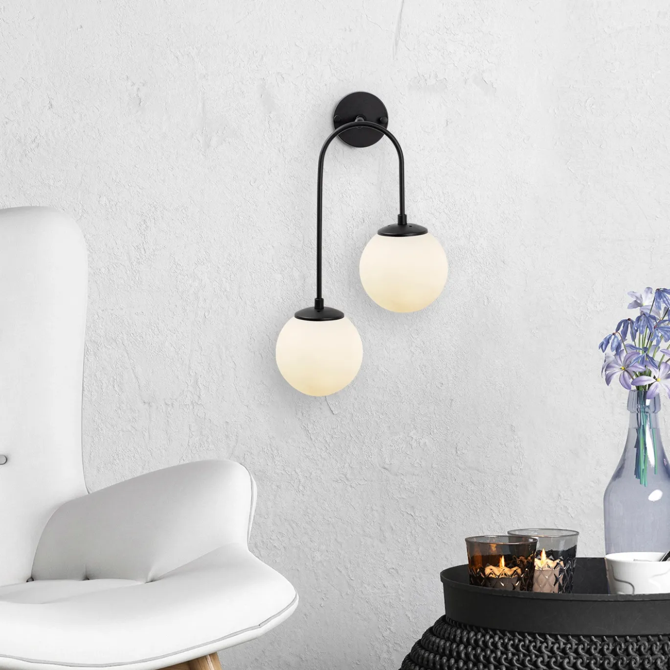 Wandlamp Jewel Zwart 2-Lichts