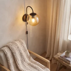 Wandlamp Mats 1-Lichts Amber Glas - Giga Meubel